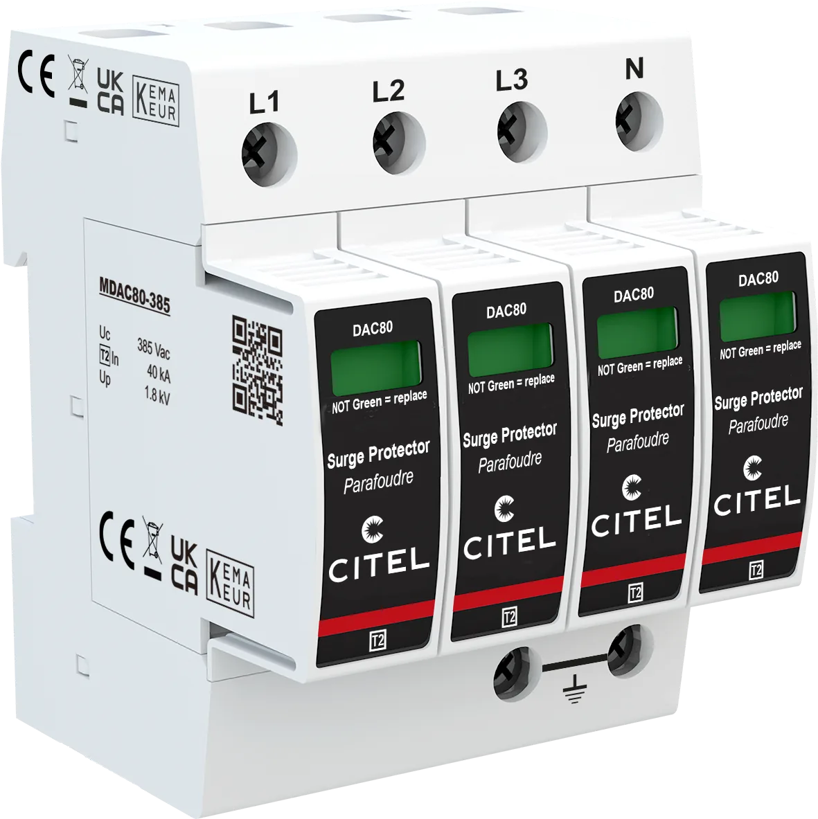 Устройство защиты от импульсных перенапряжений Citel DAC80-40-385 (821210514), тип 2, Imax 80 кА