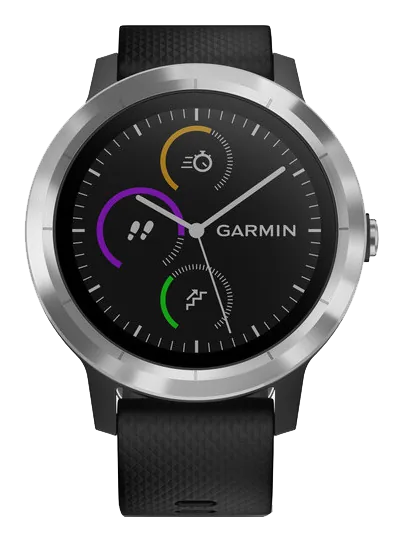 Смарт-часы Garmin Vivoactive 3 серебристые с чёрным ремешком