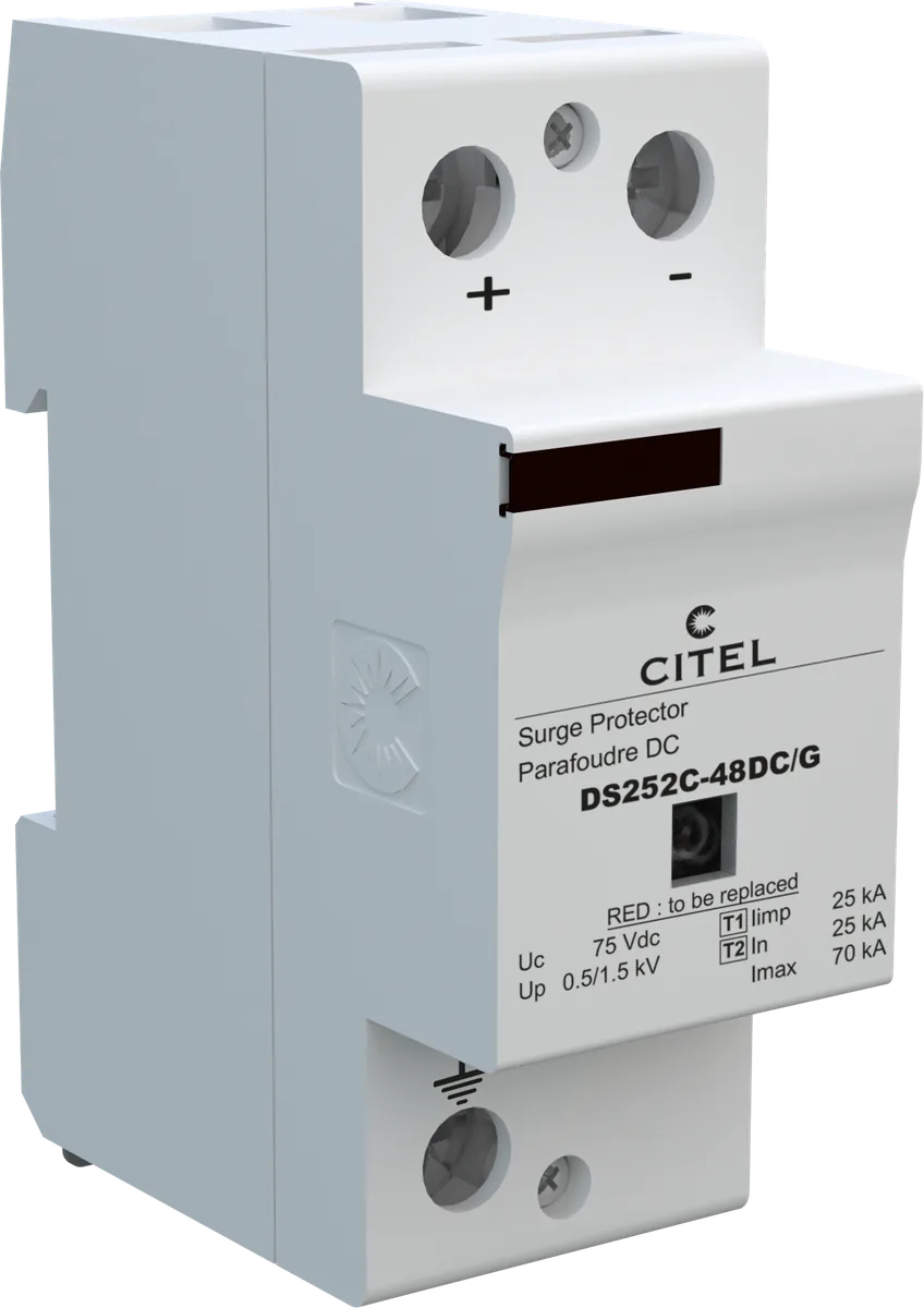 Устройство защиты от импульсных перенапряжений Citel DS252C-48DC/G (3415), 2-полюсное, защита сети 48В постоянного тока, Iimp 25 kA