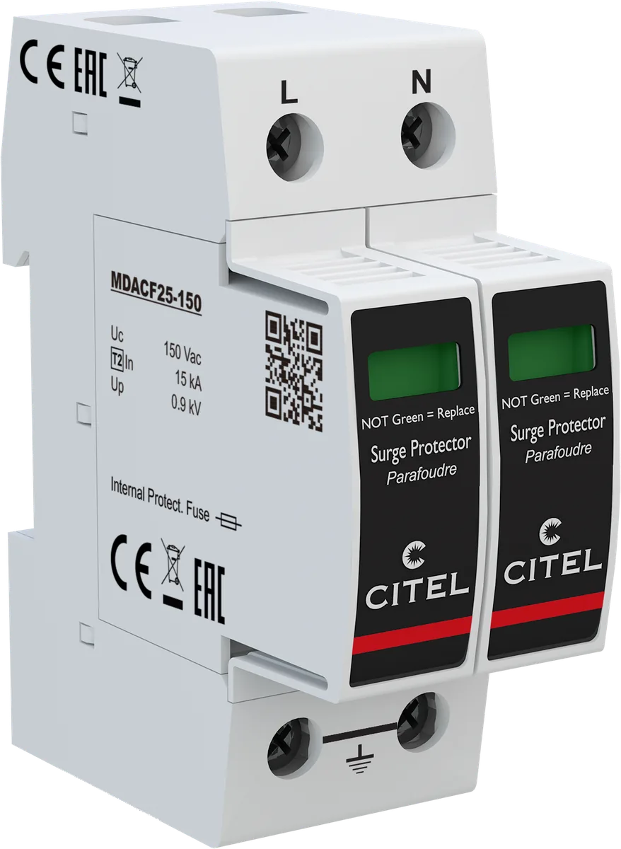 Устройство защиты от импульсных перенапряжений Citel DACF25-20-150 со встроенным предохранителем (821410112), тип 2