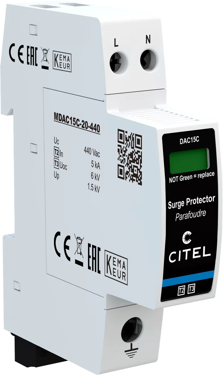 Устройство защиты от импульсных перенапряжений Citel DAC15CS-20-440 (821610421), тип 2 (или 3)